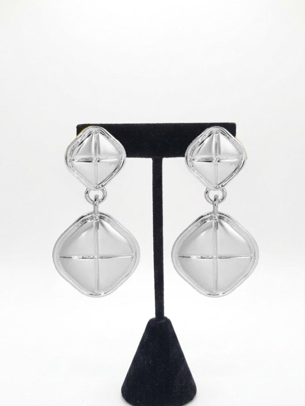 HEAVEN MAYHEM Alma Silver Plated Drop Earrings Diamond Shape Geometric Design